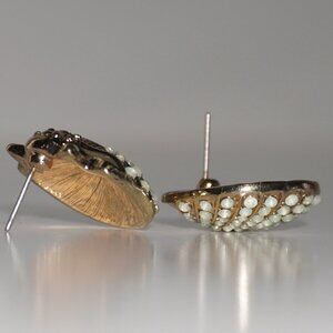 Vintage Gold Scallop Shell Statement Earrings | 80s Nautical Glam